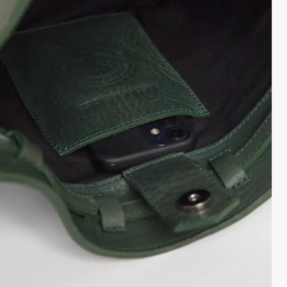 Green Crossbody Bag with Pink Strap - Picture 3 of 8